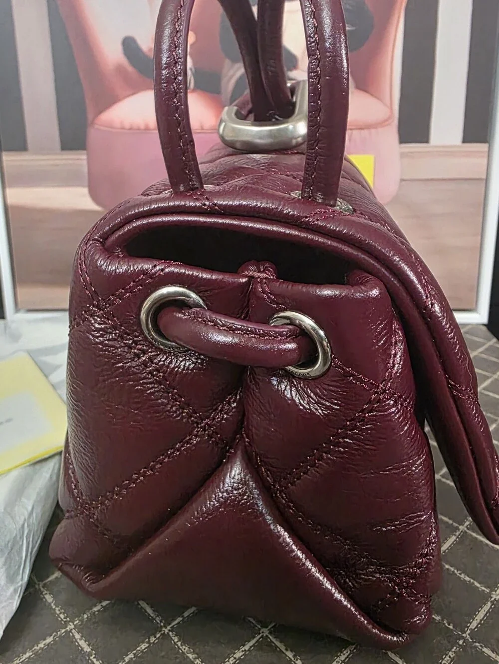 Marc Jacobs Quilted Leather Top-Handle Bag in Bordeaux